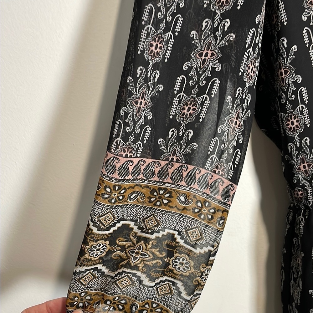 Madewell Boho Print Mini Dress Black Brown Size 8 - Picture 5 of 11